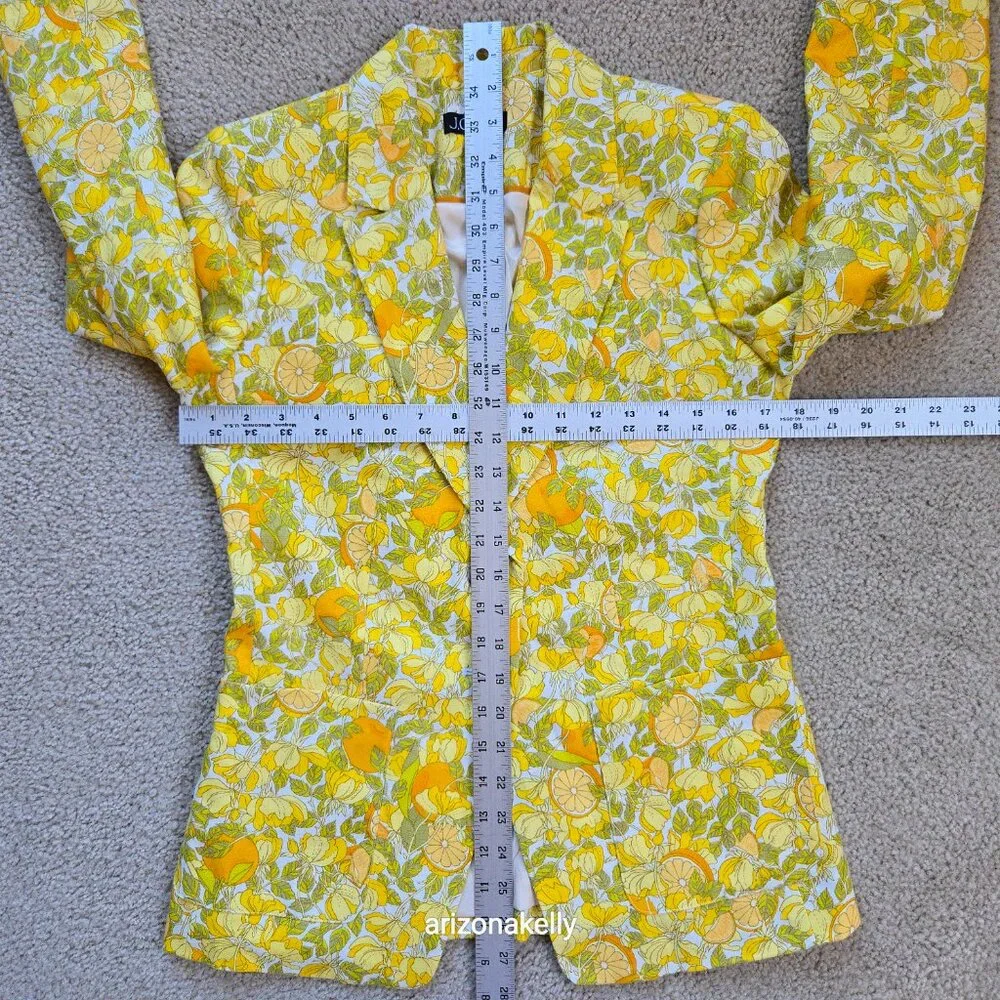 NWOT J. Crew Helena Linen Blazer in Limone Print Size 0 Lemon Citrus FIRM - Picture 5 of 13